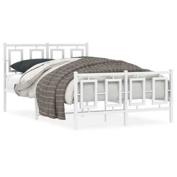 Estructura cama metal con cabecero y estribo blanco 120x190 cm D