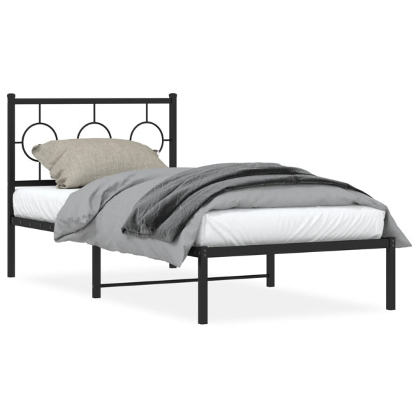 Estrutura de cama com cabeceira de metal preto 90x190 cm D