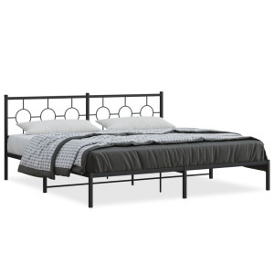 Estructura de cama con cabecero metal negro 193x203 cm D