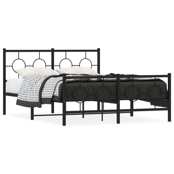 Estructura de cama cabecero y estribo metal negro 140x200 cm D