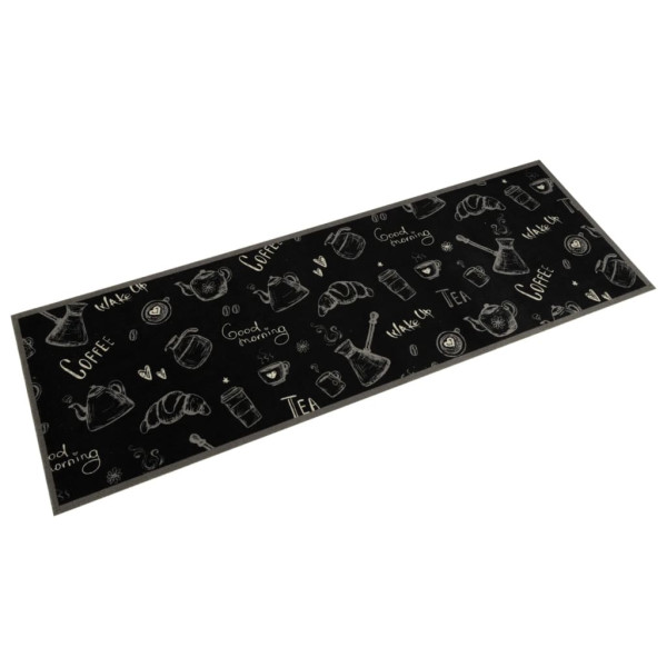 Alfombra de cocina lavable terciopelo negro Morning 60x180 cm D