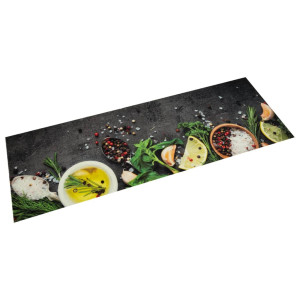 Alfombra de cocina lavable terciopelo dibujo especias 60x180 cm D