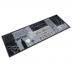 Alfombra de cocina lavable terciopelo gris Wine 60x180 cm D