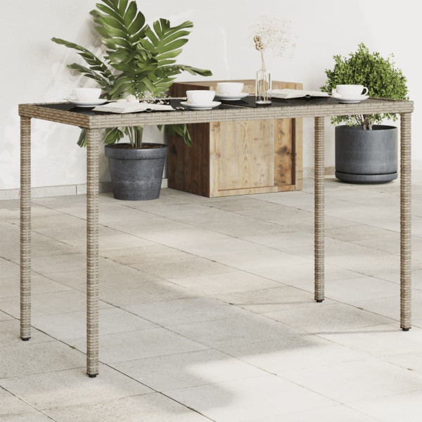 Superfície de vidro para mesa de jardim PE rattan cinza 115x54x74 cm D