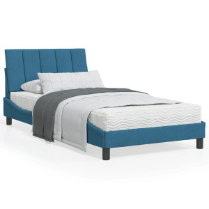 Estructura de cama con luces LED terciopelo azul 100x200 cm D
