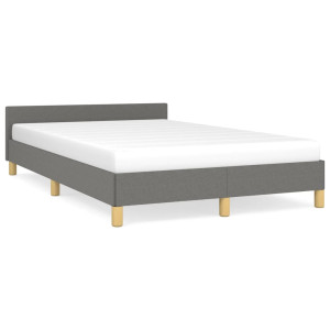 Estructura de cama con cabecero tela gris oscuro 120x190 cm D