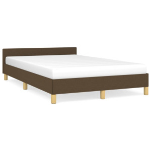 Estructura de cama con cabecero tela marrón oscuro 120x190 cm D