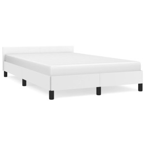 Estructura cama con cabecero cuero sintético blanco 120x190 cm D
