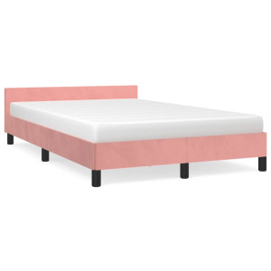 Estructura de cama con cabecero terciopelo rosa 120x190 cm D
