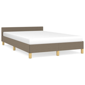 Estructura de cama con cabecero tela gris taupe 120x190 cm D