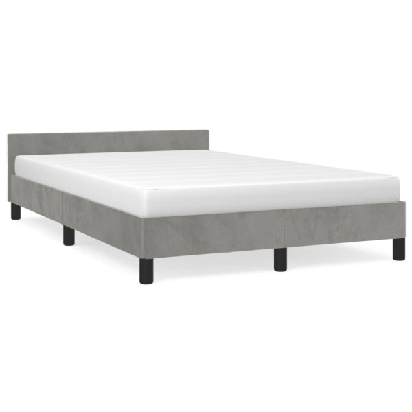 Estrutura da cama com cabeceira de veludo cinza claro 120x190 cm D