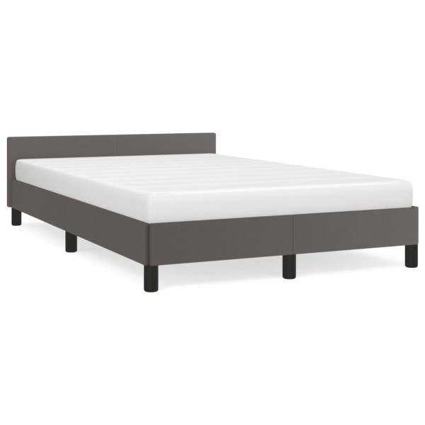 Estructura cama con cabecero cuero sintético gris 120x190 cm D