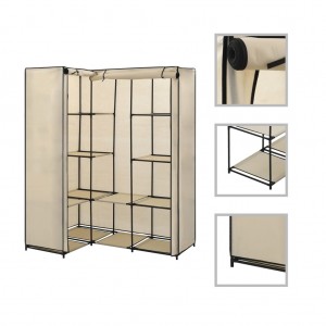 Armario de esquina color crema 130x87x169 cm D