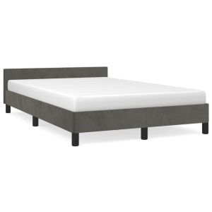 Estructura cama con cabecero terciopelo gris oscuro 120x190 cm D