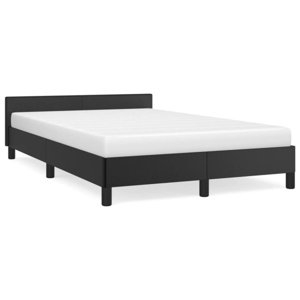 Estructura cama con cabecero cuero sintético negro 120x190 cm D