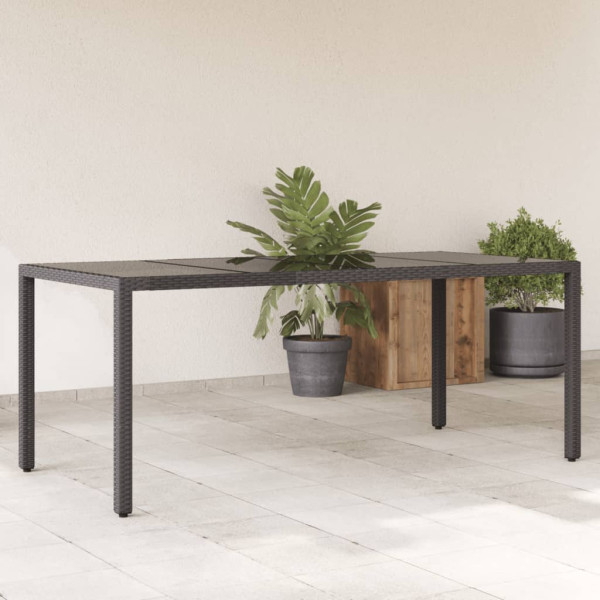 Superfície de vidro para mesa de jardim PE rattan preto 190x90x75 cm D