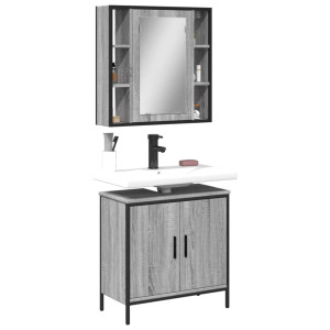 Set de muebles de baño 2 pzas madera contrachapada gris sonoma D