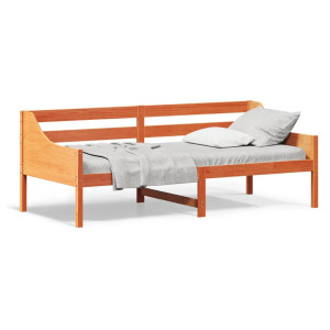 Sofá cama de madera maciza de pino marrón cera 80x200 cm D