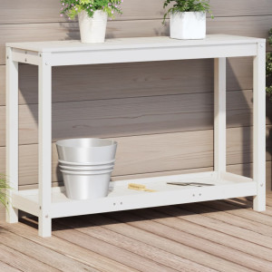 Mesa de plantio com prateleira em madeira de pinho branco 108x35x75 cm D