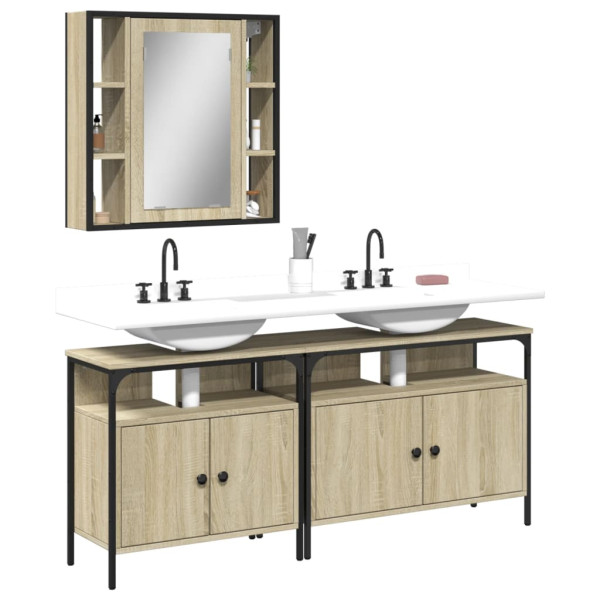 Set de muebles de baño 3 pzas madera contrachapada roble sonoma D