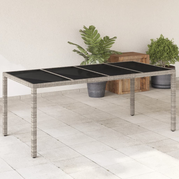 Superfície de vidro para mesa de jardim PE rattan cinza 190x90x75 cm D