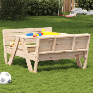 Mesa de pícnic para niños madera maciza de pino 88x122x58 cm D