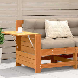 Sofá de jardín con reposabrazo mesa auxiliar madera pino marrón D
