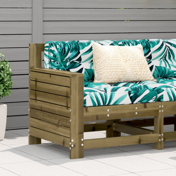 Sofá de jardim com braços e almofada em madeira de pinho impregnada D