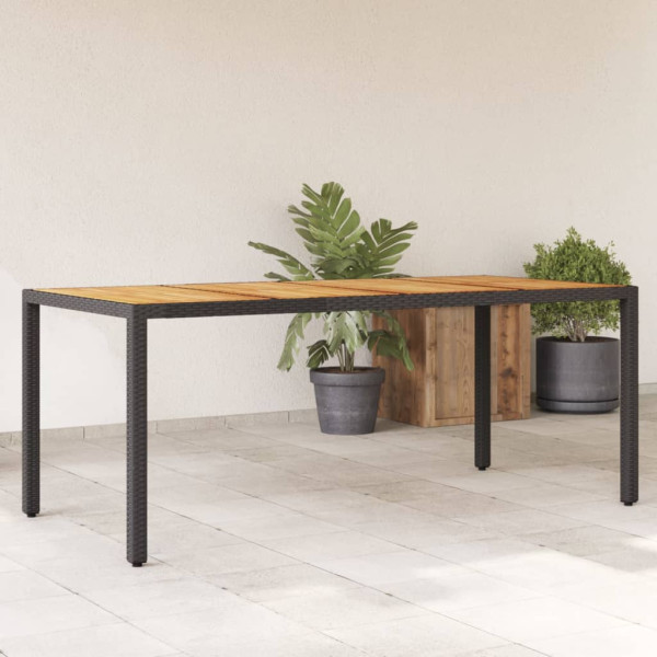 Mesa de jardim superfície de madeira acacia ratão preto 190x90x75cm D