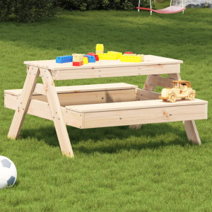 Mesa de picnic para niños madera maciza de pino 88x97x52 cm D