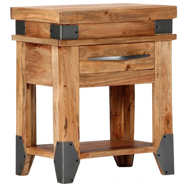 Mesita de noche de madera maciza de acacia 40x30x51 cm Mesita de noche de madera maciza de acacia 40x30x51 cm D