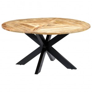 Mesa de comedor redonda de madera maciza de mango 150x76 cm D
