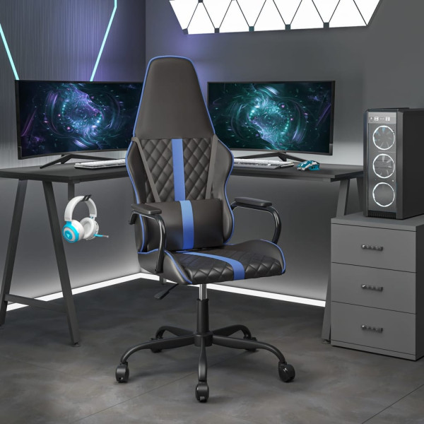 Silla gaming cuero sintético negro y azul D