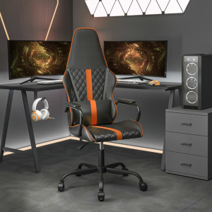 Silla gaming cuero sintético negro y naranja D