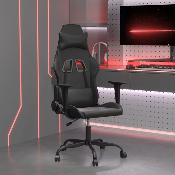 Silla gaming cuero sintético negro D