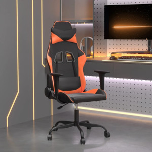 Silla gaming de masaje cuero sintético negro y naranja D