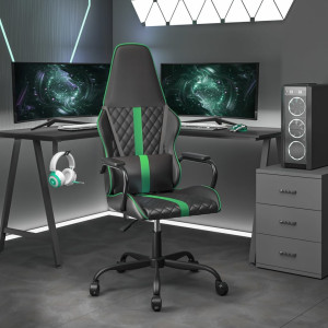 Silla gaming cuero sintético negro y verde D