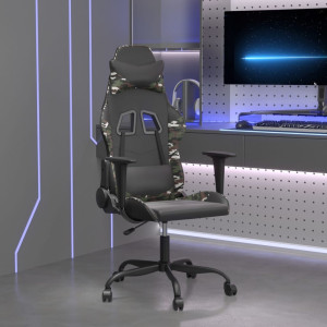 Silla gaming de masaje cuero sintético negro y camuflaje D