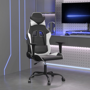 Silla gaming cuero sintético negro y blanco D