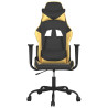 Silla gaming de masaje cuero sintético negro y dorado 3