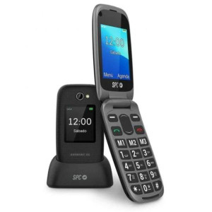 Teléfono móvil libre spc harmony negro - doble pantalla - teclas grandes - dual sim - cámara - tecla sos - bat litio - base D