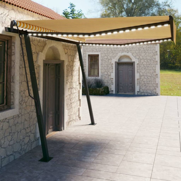 Toldo manual retráctil con LED amarillo y blanco 4x3 m D