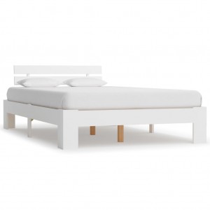 Estructura de cama de madera maciza de pino blanco 140x200 cm D