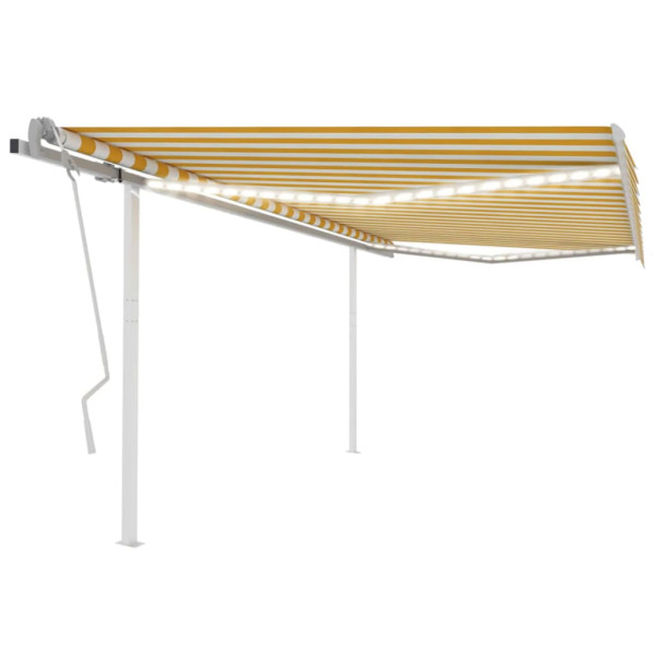 Toldo retrátil manual com LED amarelo e branco 4x3 m D