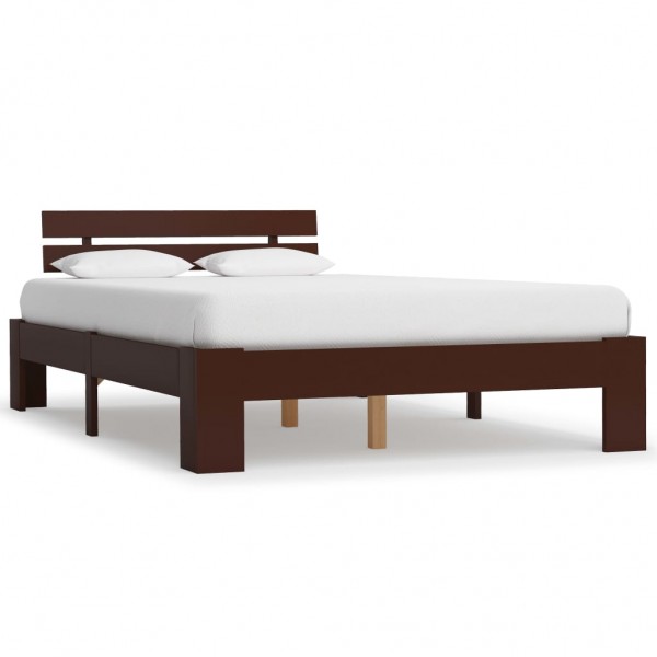 Estrutura da cama madeira maciça pinho marrom escuro 140x200 cm D