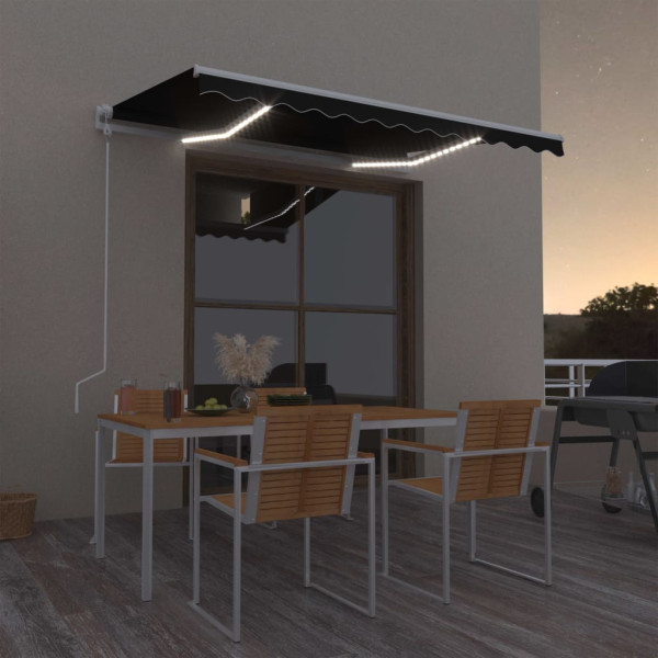 Toldo automático LED sensor de vento cinzento 300x250 cm D