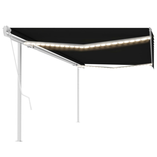 Toldo automático con LED y sensor de viento antracita 5x3 m D