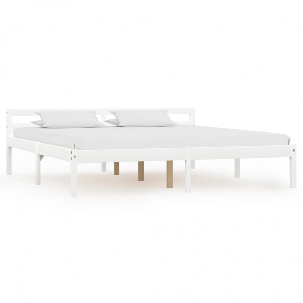 Estructura de cama de madera maciza de pino blanco 180x200 cm D