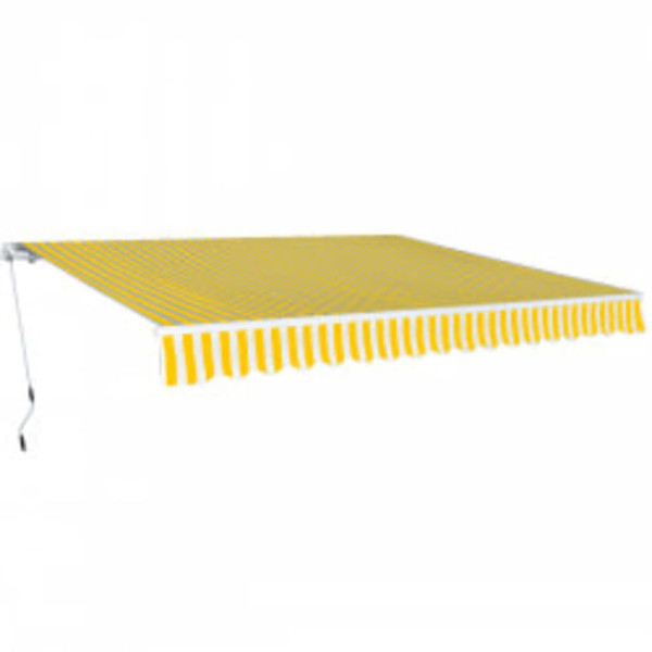 Toldo dobrável de acionamento manual 600 cm amarelo e branco D