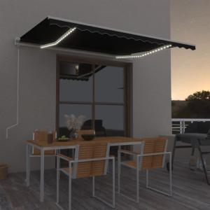 Toldo automático con LED sensor de viento antracita 400x300 cm D